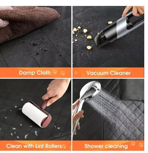 Cleaning the cover with a cloth, vacuum, lint roller, and water